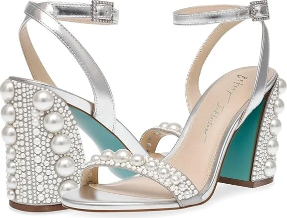 Blue by Betsey Johnson Lexi Women's Sandals Silver : 8.5 M, Rubber/Synthetic
