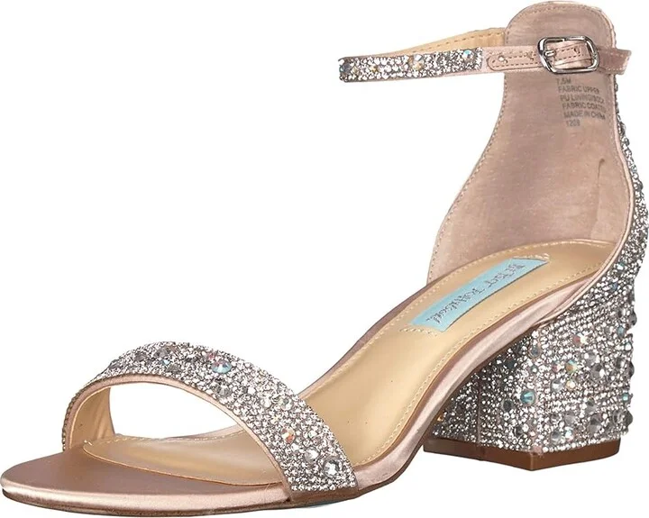 Blue by Betsey Johnson Mari Heeled Sandal Women's Shoes Champagne : 5 M, Textile - Image 2
