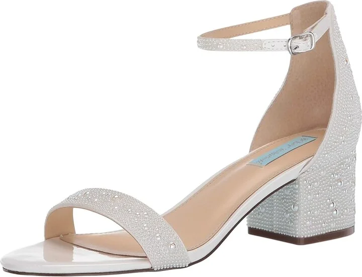 Blue by Betsey Johnson Mari Heeled Sandal Women's Shoes White : 5.5 M, Textile - Image 2