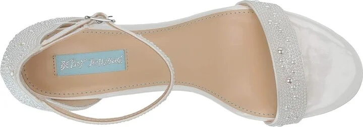 Blue by Betsey Johnson Mari Heeled Sandal Women's Shoes White : 5.5 M, Textile - Image 3