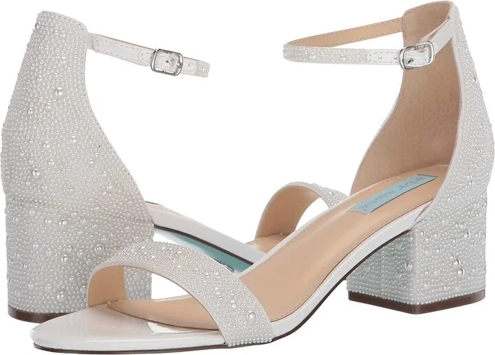 Blue by Betsey Johnson Mari Heeled Sandal Women's Shoes White : 5.5 M, Textile