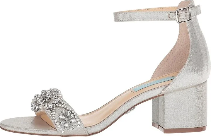 Blue by Betsey Johnson Mel High Women's Heels Silver Satin 1 : 5.5 M, Textile - Image 7