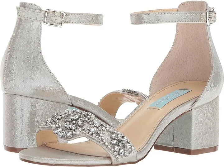 Blue by Betsey Johnson Mel High Women's Heels Silver Satin 1 : 5.5 M, Textile