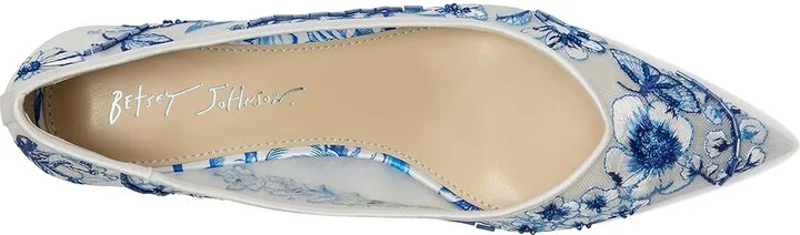 Blue by Betsey Johnson Santo High Women's Heels White Blue Floral : 6 M, Leather/Rubber - Image 2