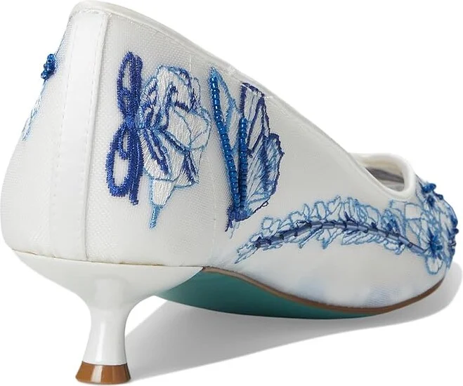 Blue by Betsey Johnson Santo High Women's Heels White Blue Floral : 6 M, Leather/Rubber - Image 4