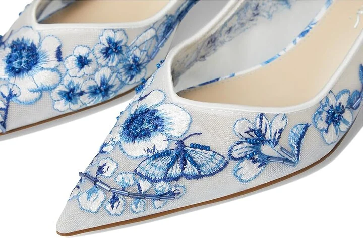 Blue by Betsey Johnson Santo High Women's Heels White Blue Floral : 6 M, Leather/Rubber - Image 7
