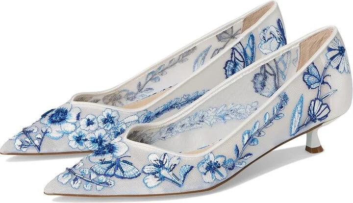 White Blue Floral