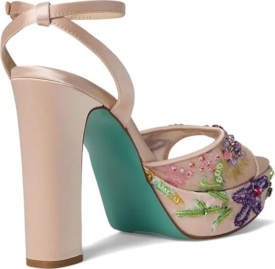 Blue by Betsey Johnson Viven Women's Wedge Shoes Nude : 9 M, Textile - Image 4