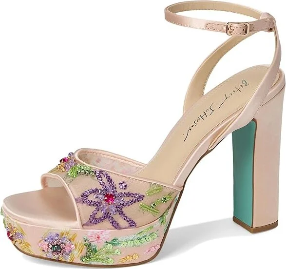 Blue by Betsey Johnson Viven Women's Wedge Shoes Nude : 9 M, Textile - Image 5