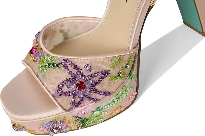 Blue by Betsey Johnson Viven Women's Wedge Shoes Nude : 9 M, Textile - Image 7