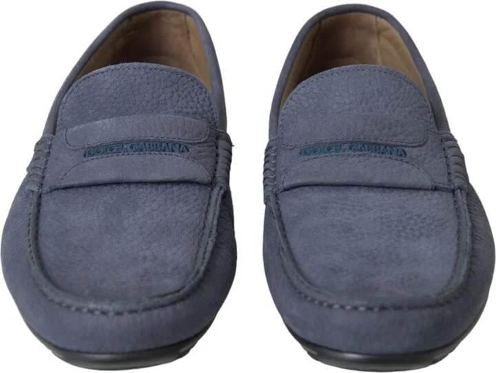 Blue Calf Leather Slip On Moccasin Men's Shoes - Image 2