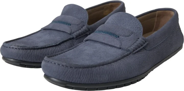 Blue Calf Leather Slip On Moccasin Men's Shoes - Image 3