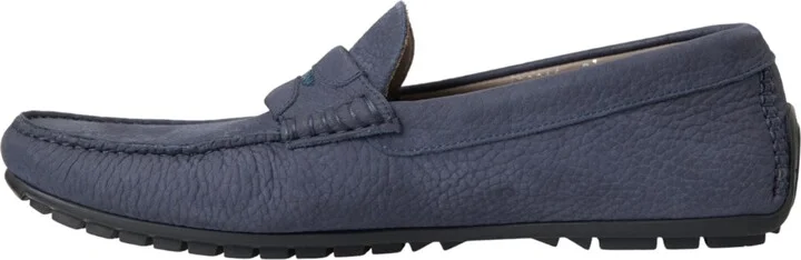 Blue Calf Leather Slip On Moccasin Men's Shoes - Image 5
