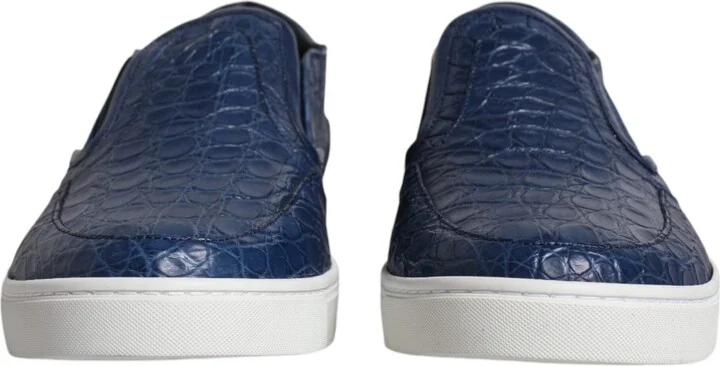 Blue Croc Exotic Leather Men Sneakers Men's Shoes - Image 2