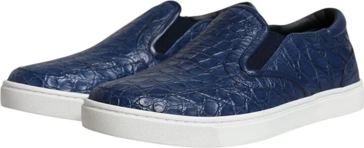 Blue Croc Exotic Leather Men Sneakers Men's Shoes - Image 4