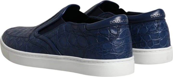 Blue Croc Exotic Leather Men Sneakers Men's Shoes - Image 5