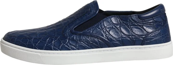 Blue Croc Exotic Leather Men Sneakers Men's Shoes - Image 6