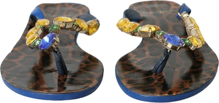 Blue Crystal Calf Leather Beachwear Women's Shoes - Image 2