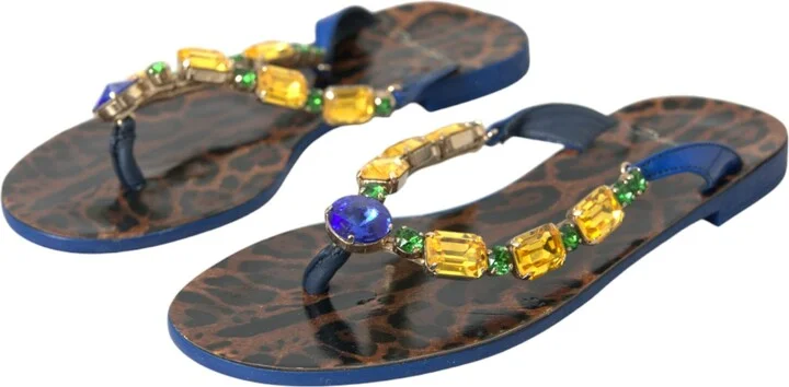 Blue Crystal Calf Leather Beachwear Women's Shoes - Image 3