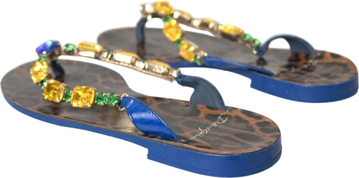 Blue Crystal Calf Leather Beachwear Women's Shoes - Image 4