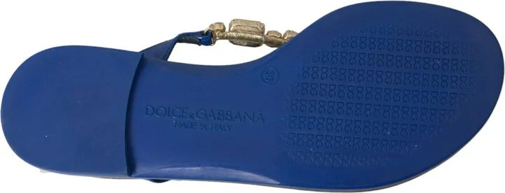 Blue Crystal Calf Leather Beachwear Women's Shoes - Image 6