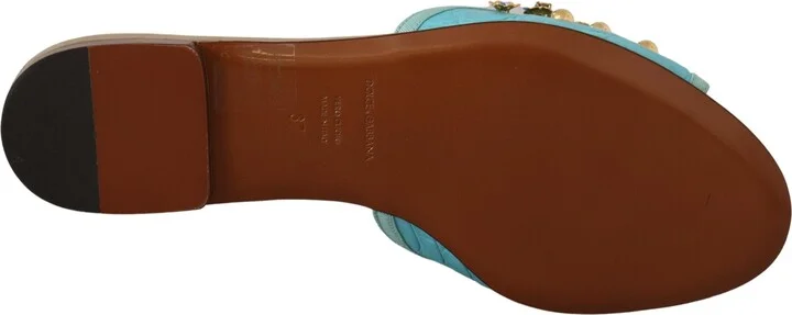 Blue Crystal Exotic Leather Blue Crystal Women's Sandals - Image 2