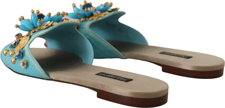 Blue Crystal Exotic Leather Blue Crystal Women's Sandals - Image 6