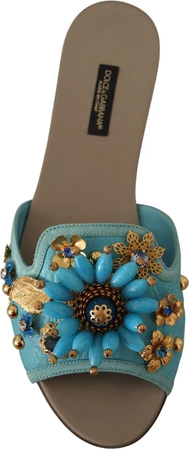 Blue Crystal Exotic Leather Blue Crystal Women's Sandals - Image 3