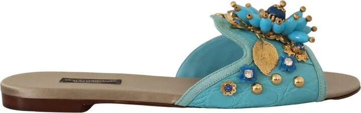 Blue Crystal Exotic Leather Blue Crystal Women's Sandals