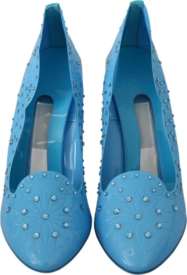 Blue Crystal Floral CINDERELLA Heels Women's Shoes - Image 4