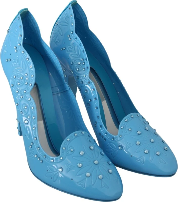 Blue Crystal Floral CINDERELLA Heels Women's Shoes - Image 5