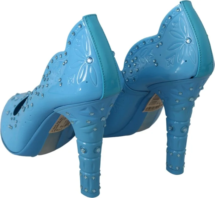 Blue Crystal Floral CINDERELLA Heels Women's Shoes - Image 6