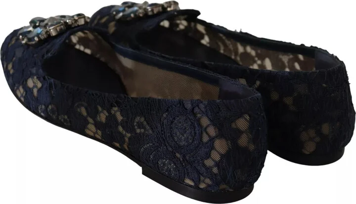 Blue Crystal Loafer Lace Ballet Flats Women's Shoes (Pre-Owned) - Image 4