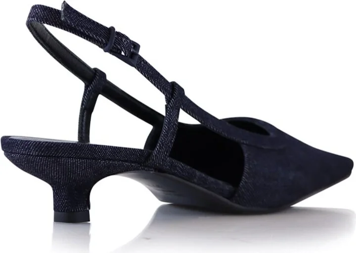 Blue Elena Slingback Stilettos, Denim - Image 2