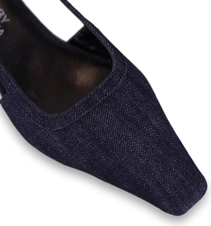 Blue Elena Slingback Stilettos, Denim - Image 4