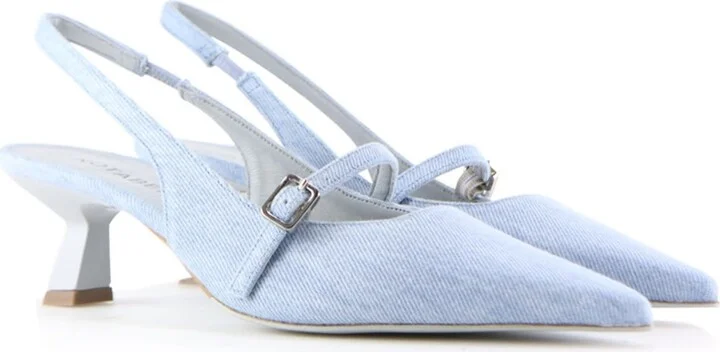 Blue Elina Slingback Stilettos, Jeans - Image 2