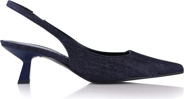 Blue Elisa Slingback Stilettos, Denim