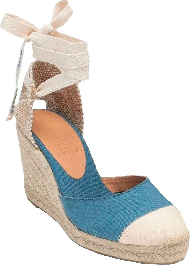 Blue Espardille Carina Sandals With Wedge Heel In Cotton Woman - Image 2