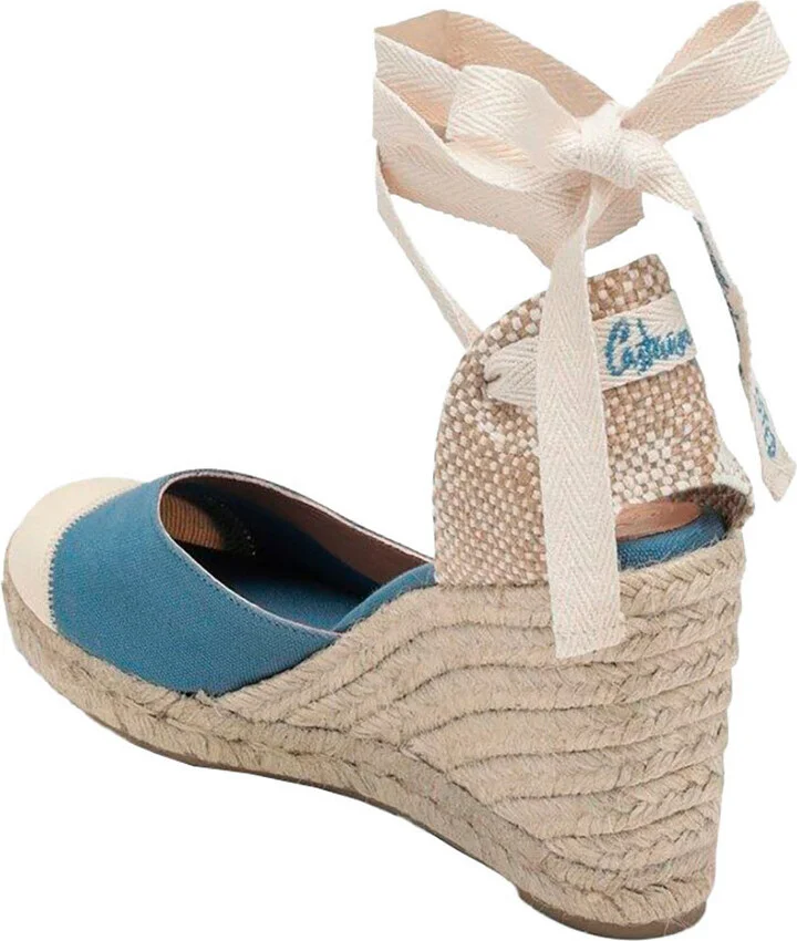 Blue Espardille Carina Sandals With Wedge Heel In Cotton Woman - Image 3