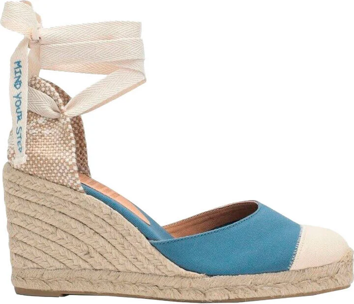 Blue Espardille Carina Sandals With Wedge Heel In Cotton Woman