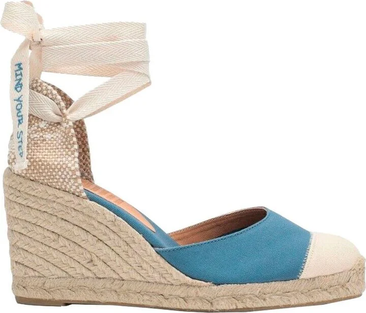 Blue Espardille Carina Sandals With Wedge Heel In Cotton Woman