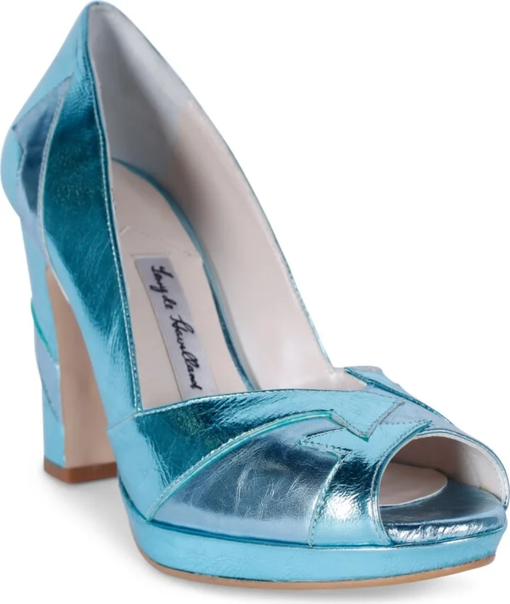 Blue Eva Azure Platform Block Heels - Image 2