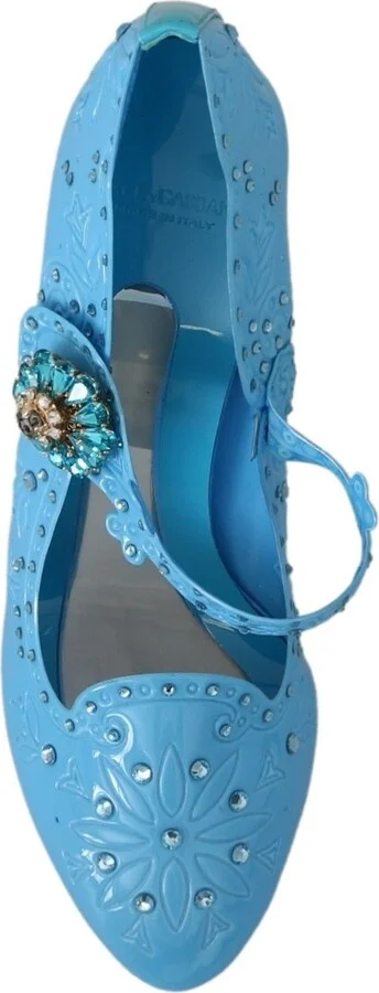 Blue Floral Crystal CINDERELLA Heels Women's Shoes - Image 3