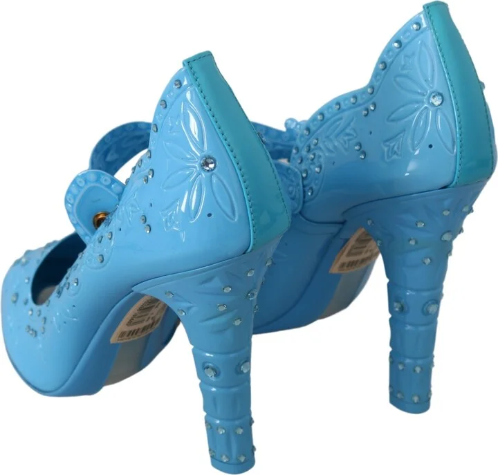 Blue Floral Crystal CINDERELLA Heels Women's Shoes - Image 6