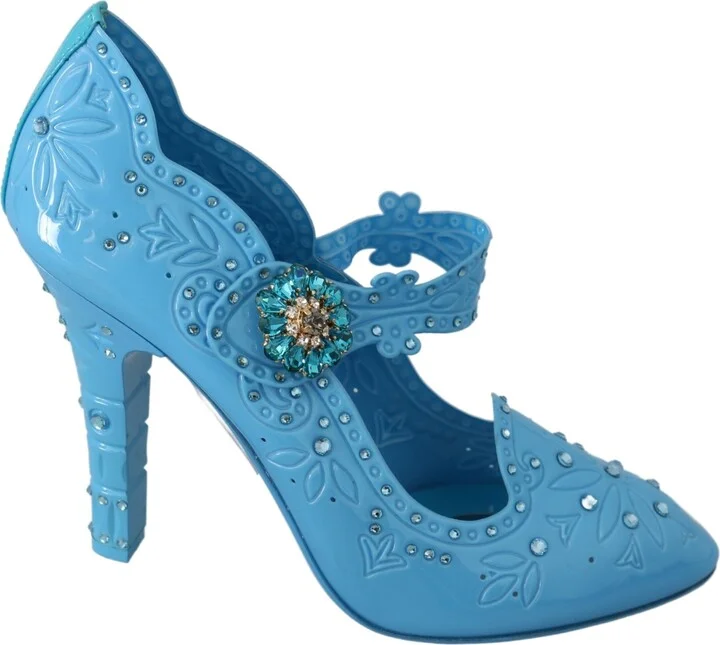 Blue Floral Crystal CINDERELLA Heels Women's Shoes