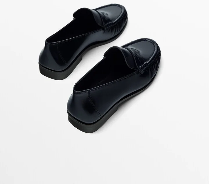 Blue Gathered Penny Strap Loafers - Image 4