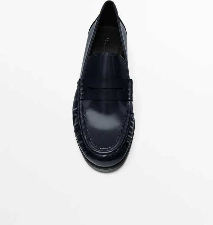 Blue Gathered Penny Strap Loafers - Image 5
