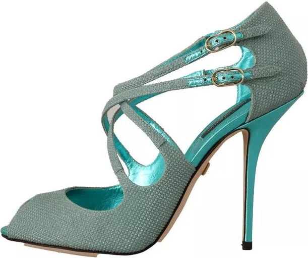 Blue Glittered Strappy Heels Sandals Women's Shoes (Pre-Owned) - Image 3