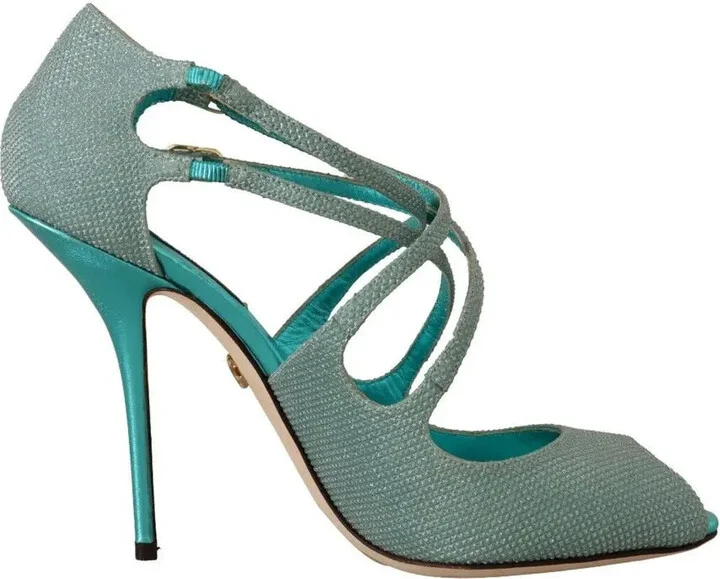 Blue Glittered Strappy Heels Sandals Women's Shoes (Pre-Owned)