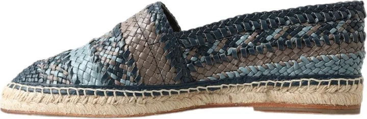 Blue Gray Leather Buffalo Espadrille Men's Shoes - Image 2